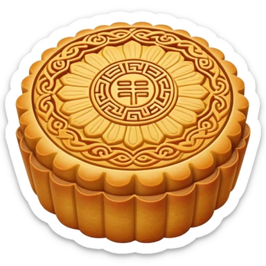 Chinese mooncake with traditional pattern on top, Chinese pastry sticker