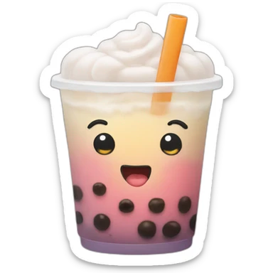 Boba tea with eyes and mouth sticker