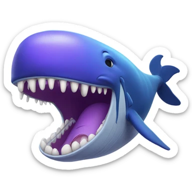 Blue whale purple, open mouth sticker