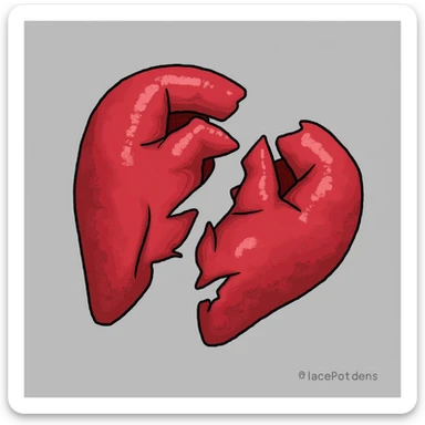 emo heart, broken in two sticker