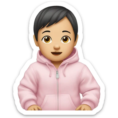 asian baby girl takes photo sticker