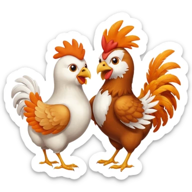 Chicken and a cat fighting  sticker