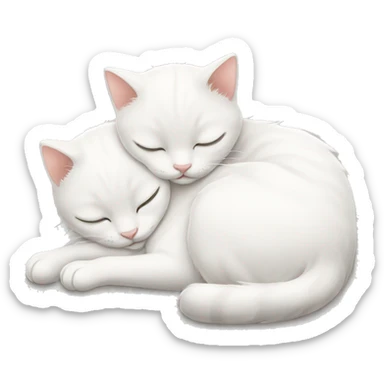 Two white cats sleeping and hugging each other  sticker