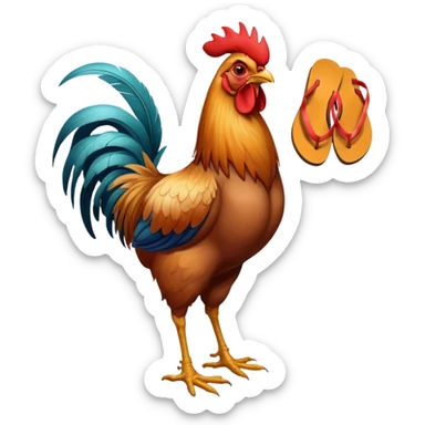a rooster wearing flip-flops sticker