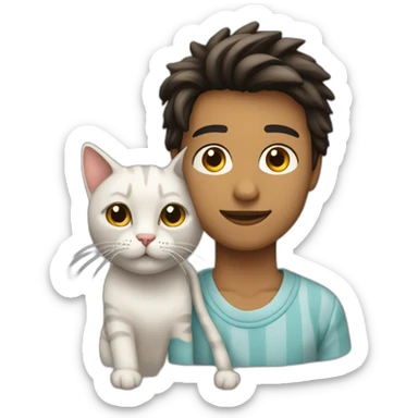 joven delgado con gato rayado sticker