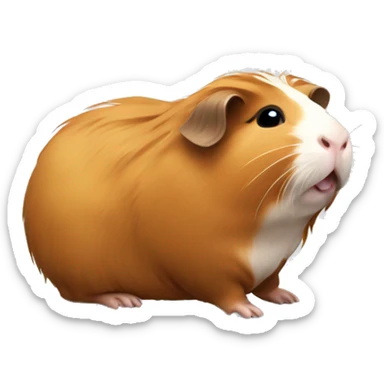 A lively guinea pig with long warm, golden-brown fur, exuding a friendly and approachable vibe. sticker