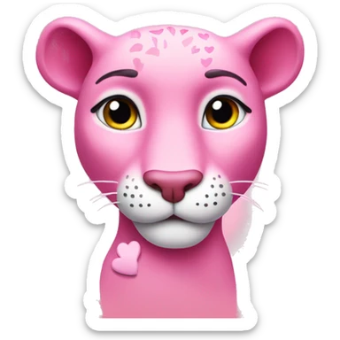 pink panther with hearts sticker