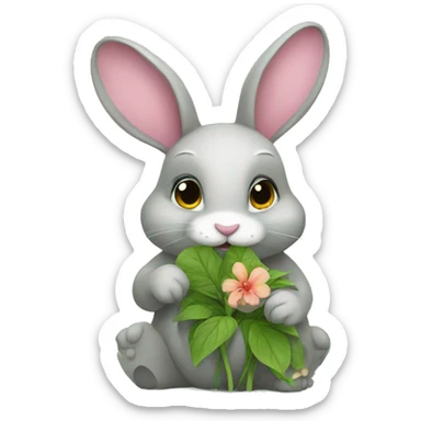 Bunny eating flower sticker