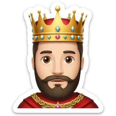 King with crown and beared with white background  sticker