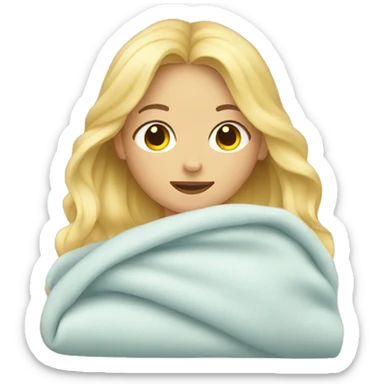 Blonde girl sleep in blanket sticker