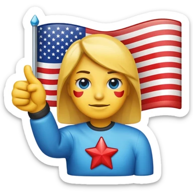 Freezing face emoji, American flag emoji, person with arms crossed emoji, glossy right-pointing arrow, all arranged in a single horizontal line, highly polished game UI style. sticker