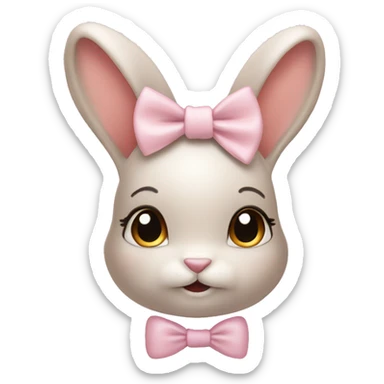 Coquette bunny with light pink pastel bow sticker