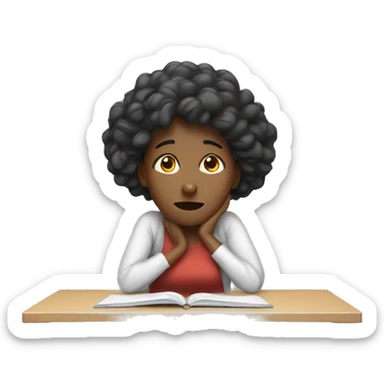 A woman stressed out with school sticker