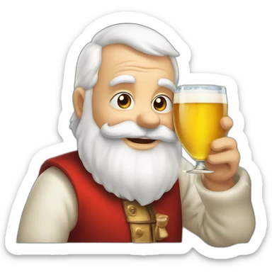 Père Noël qui offre un verre de bière à un enfant comme cadeau sticker