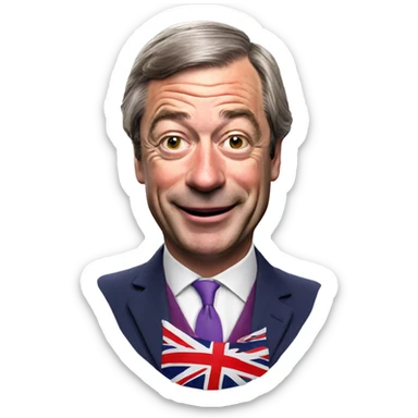 Nigel Farage waving a Union Jack flag  sticker