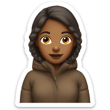 Brown girl with brown hair in a snow suit  sticker