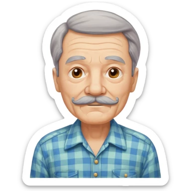mustached elderly man with vintage shirt sticker