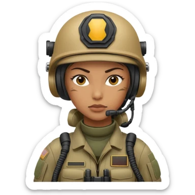 female special operations communications operator with combat gear head only sticker
