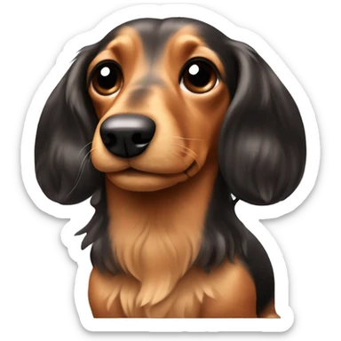Mini long haired wiener dog with bows on its ears   sticker