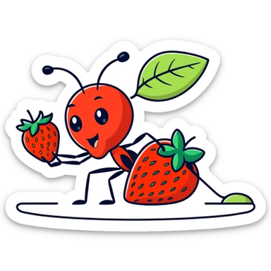 Ant eating a strawberry  sticker