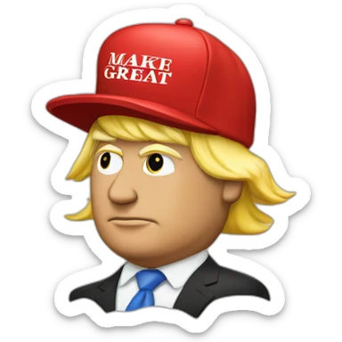 Donald Trump with a ”Make America Great Again” Red hat sticker