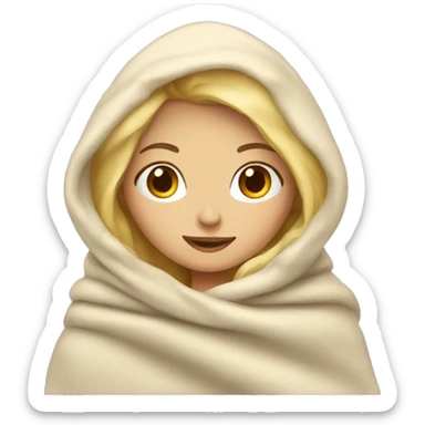blonde girl in cozy blanket  sticker