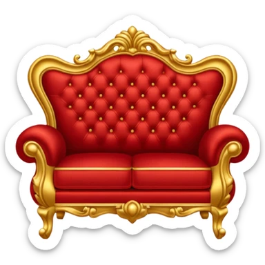 rococó sofa rojo con dorado sticker