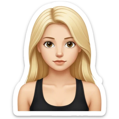 beautiful white girl , with long blond hair, with black tank top, sticker