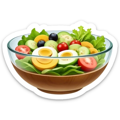 Wood base glass salad bowl sticker
