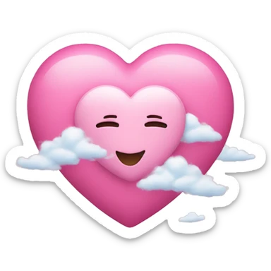 Pink heart face with clouds sticker