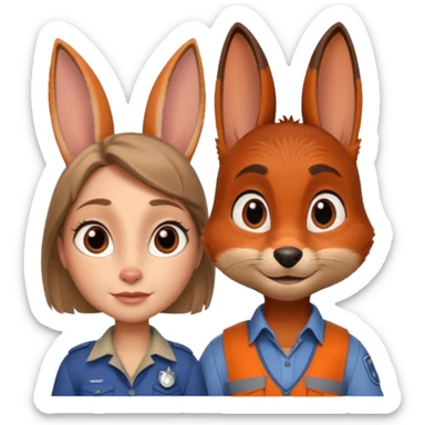 Judy hoopps and nick wilde human  sticker