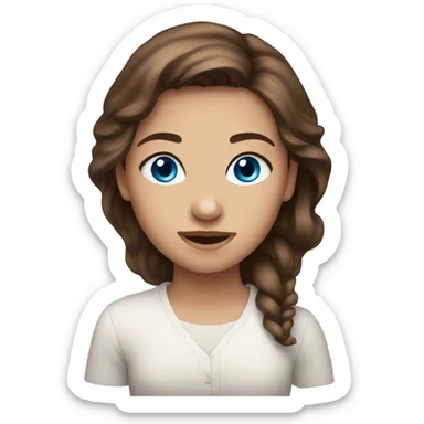 Brown Hair Girl Blue eyes sticker