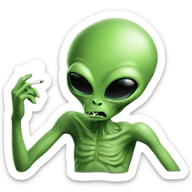 Alien smoking weed sticker