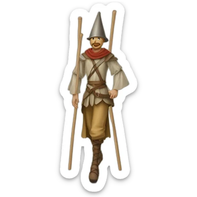 A person who walks on stilts, walking medeival fair sticker