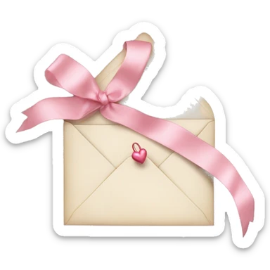 vintage love letters in envelope tied with a baby pink ribbon  sticker