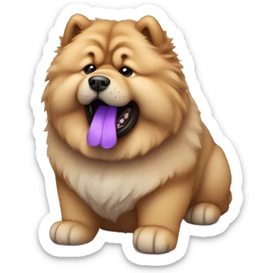 Chow chow dog with purple tongue sticker