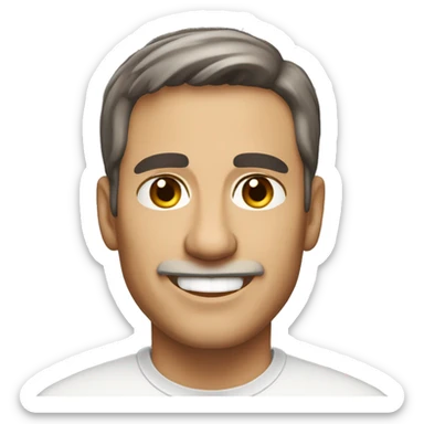 An mature Italian man with light skin, short dark brown  hair, a smiling face sticker