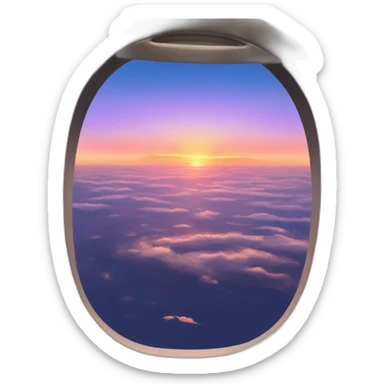 beautiful sunset seen through airplane window sticker