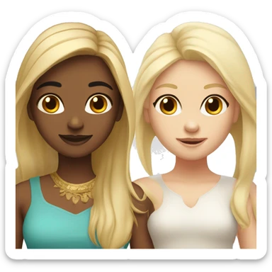 Two friends one Indian girl one blonde white girl sticker