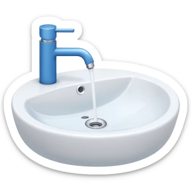 “Flat icon-style emoji of a bathroom sink with a simple faucet and rounded basin, white and blue tones” sticker