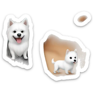 asian girl with Japanese spitz dog sticker