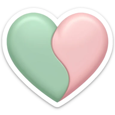 A half pastel green half pastel pink heart sticker