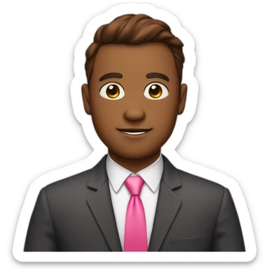 red skin man with pink tie sticker