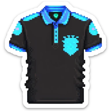 custom polo shirt with artificial intelligence design in pixel art style sticker