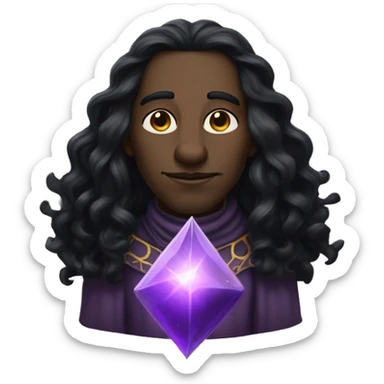  A black male high elf that is a witch fortune teller that has large, pointed ears with long black curly hair past his back sticker