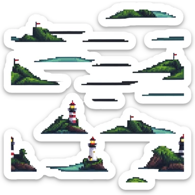 coastal landscape with lighthouse sticker