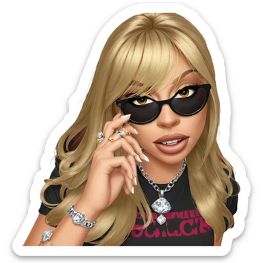 blonde girl with jewelry style sticker