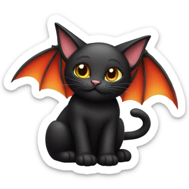A black cat whit dragon wings and two little horns  sticker
