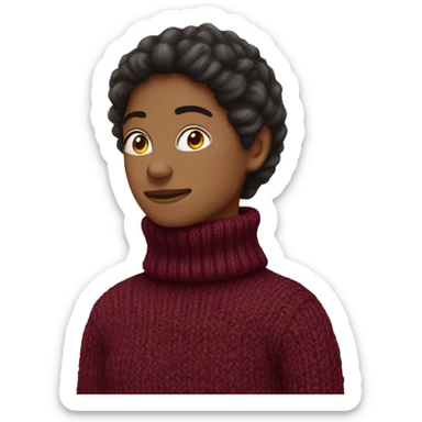 Burgundy white knitted turtleneck sweater sticker