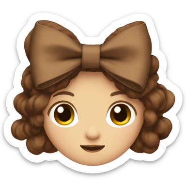 Brown hair bow sticker